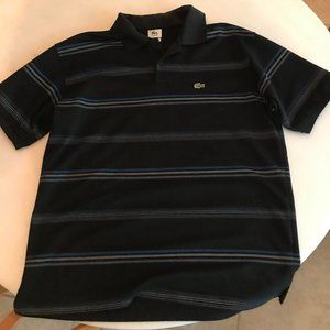 Lacoste Black w/ stripes short sleeve polo size 6